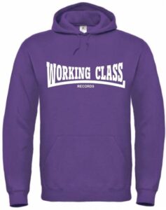 Working Class Records sudadera con capucha morada blanco