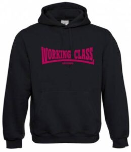 Working Class Records sudadera con capucha negra rosa