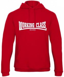 Working Class Records sudadera con capucha rojo blanco