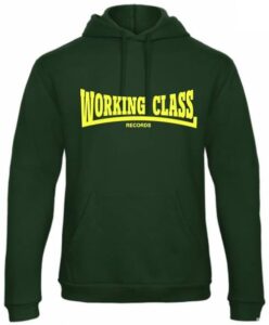 Working Class Records sudadera con capucha verde botella amarillo