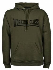 Working Class Records sudadera con capucha verde oliva negro