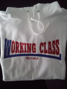 working class records sudadera blanca con capucha chica