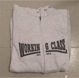 Working Class Records sudadera GRIS JASPEADO cremallera con capucha CHICO