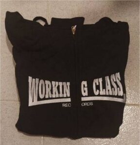 Working Class Records sudadera azul marino cremallera con capucha CHICA