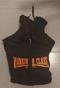 Working Class Records sudadera NEGRA cremallera con capucha CHICA