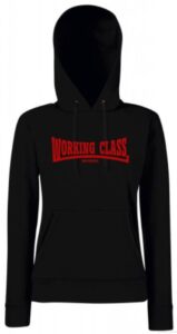 Working class records sudadera negra roja con capucha chica