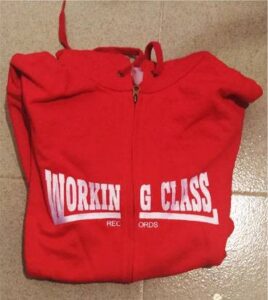 Working Class Records sudadera ROJA cremallera con capucha CHICA