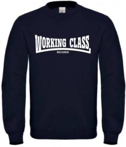 Working Class Records sudadera sin capucha azul marino blanco