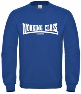 Working Class Records sudadera sin capucha azul real blanco