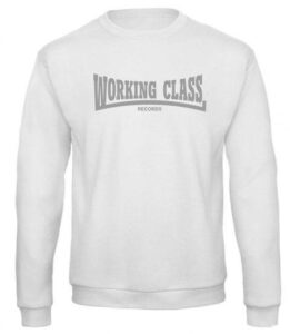 Working Class Records sudadera sin capucha blanca gris