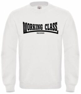 Working Class Records sudadera sin capucha blanca negro
