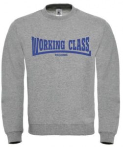 Working Class Records sudadera sin capucha gris jaspeado azul