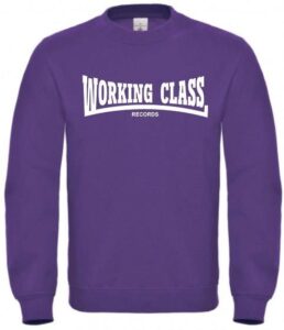 Working Class Records sudadera sin capucha morada blanco