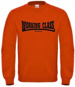 Working Class Records sudadera sin capucha naranja negro