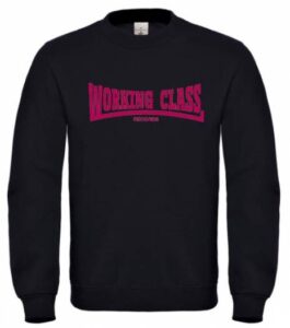 Working Class Records sudadera sin capucha negra rosa
