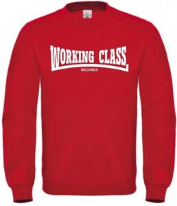 Working Class Records sudadera sin capucha rojo blanco