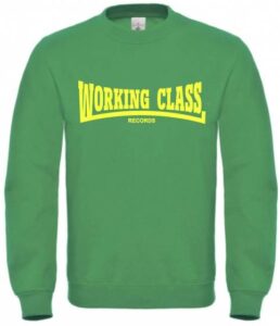 Working Class Records sudadera sin capucha verde kelly amarillo