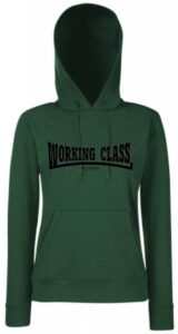 Working class records sudadera verde negra con capucha chica